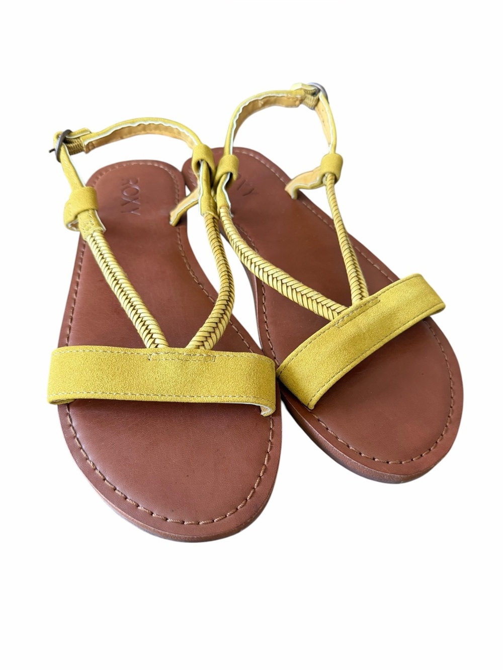 Roxy Yellow Braided Strap Leather Sandals - Picture 5 of 7